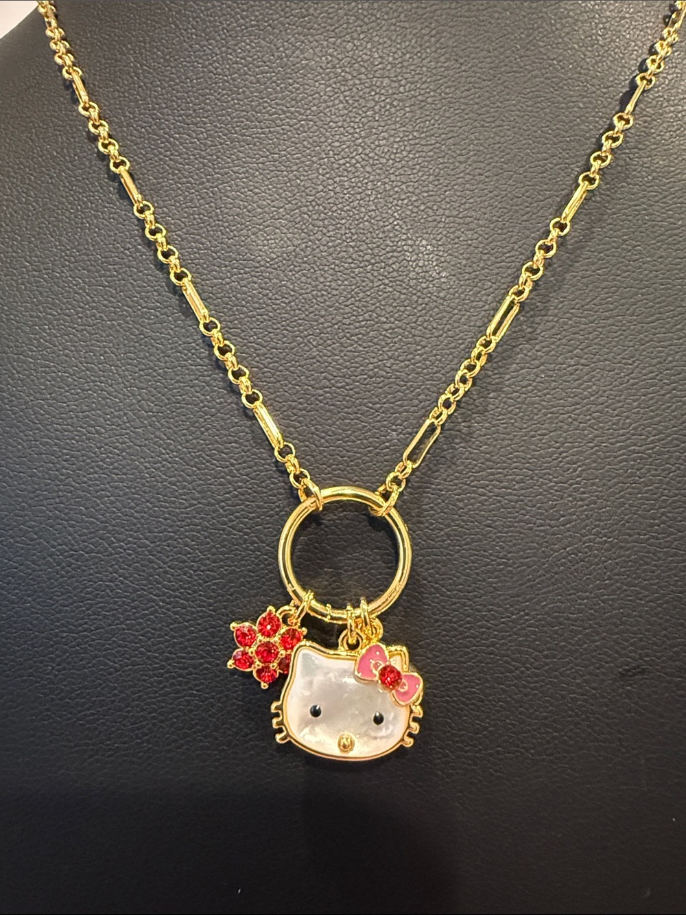 kate spade |♠️| Gold Plated Crystal & Mother of Pearl Hello Kitty Necklace